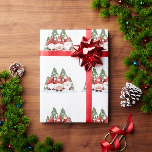 Kerstcadeaupapier met drie kabouters cadeaupapier (Feestdagen Geschenken)