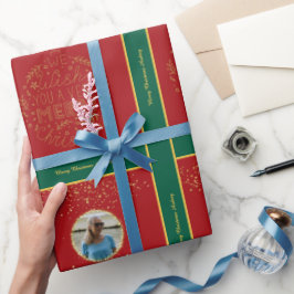 Kerstcadeaupapier met foto en tekst cadeaupapier