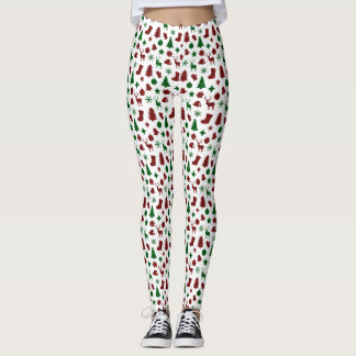 kerstcadeaupapier met kerstbomen die de pan uit go leggings