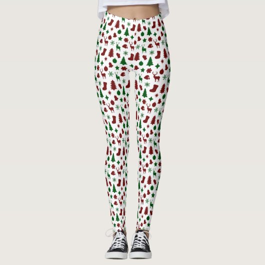 kerstcadeaupapier met kerstbomen die de pan uit go leggings (Voorkant)