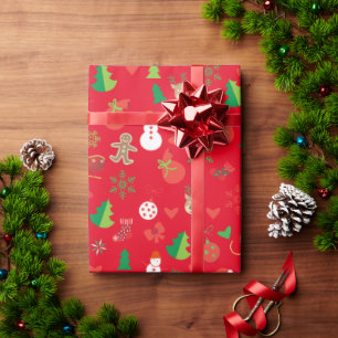 Kerstcadeaupapier met kerstfiguren cadeaupapier