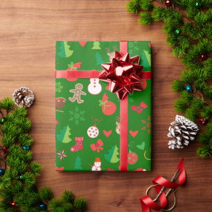 Kerstcadeaupapier met kerstfiguren cadeaupapier
