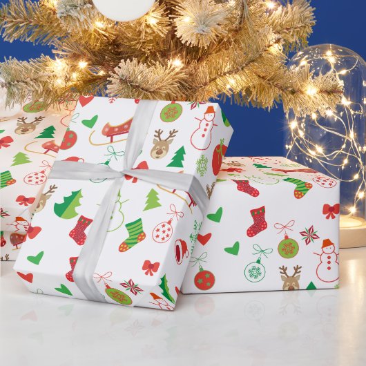 Kerstcadeaupapier met kerstfiguren cadeaupapier (Feestdagen)