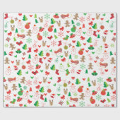 Kerstcadeaupapier met kerstfiguren cadeaupapier (Vlak)