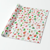 Kerstcadeaupapier met kerstfiguren cadeaupapier (Uitgerold)