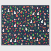 Kerstcadeaupapier met kerstfiguren cadeaupapier (Vlak)