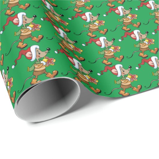 kerstcadeaupapier met kerstmuis cadeaupapier (Rol Hoek)