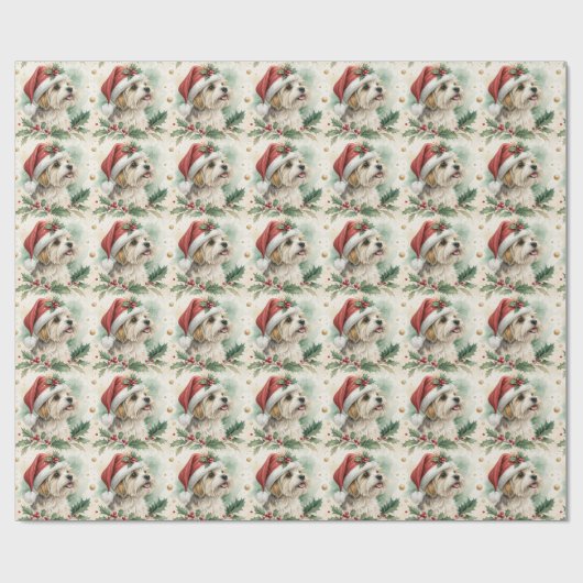Kerstcadeaupapier met Morkie Cadeaupapier (Vlak)