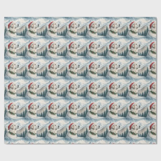 Kerstcadeaupapier met Pyreneese herder Cadeaupapier (Vlak)