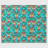 Kerstcadeaupapier met schattige Corgi-rendieren Cadeaupapier (Vlak)