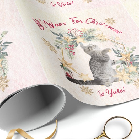 Kerstcadeaupapier met vintage kat - Julikrans Cadeaupapier