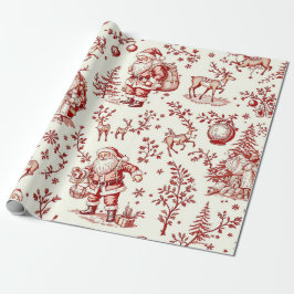 Kerstcadeaupapier met vintage rode toile  cadeaupapier