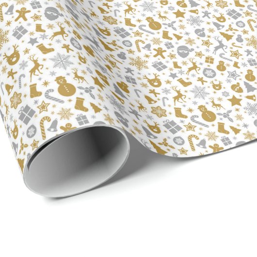 Kerstcadeaupapier - Moderne kerstmannen van peperk Cadeaupapier (Rol Hoek)