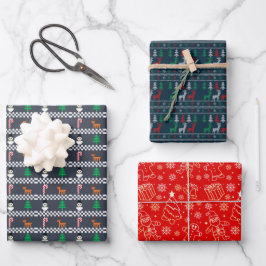 Kerstcadeaupapier Plat Vellen Set van 3