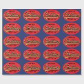 Kerstcadeaupapier "Retro Prettig Kerstfeest" Cadeaupapier (Vlak)