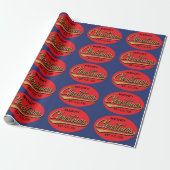 Kerstcadeaupapier "Retro Prettig Kerstfeest" Cadeaupapier (Uitgerold)