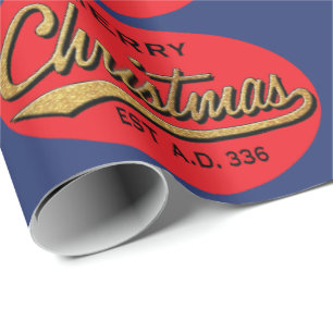 Kerstcadeaupapier "Retro Prettig Kerstfeest" Cadeaupapier