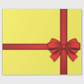 Kerstcadeaupapier Rode Strik Geel Cadeaupapier (Vlak)
