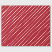 Kerstcadeaupapier Rood Met Witte Strepen Cadeaupapier (Vlak)