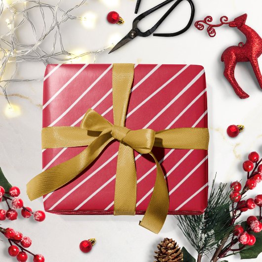Kerstcadeaupapier Rood Met Witte Strepen Cadeaupapier