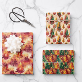 Kerstcadeaupapier Set van 3 ontwerpen Inpakpapier Vel