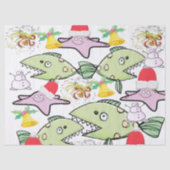 kerstcadeaupapier Shark Fish Snowman Tissuepapier (Voorkant)