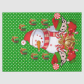 kerstcadeaupapier Snowman Elf Tissuepapier (Voorkant)
