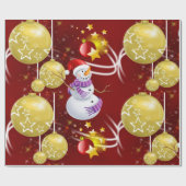 kerstcadeaupapier Snowman Gold Balls Cadeaupapier (Vlak)