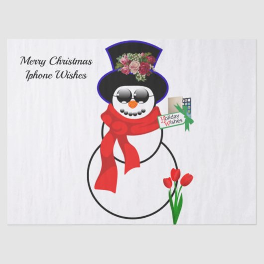 kerstcadeaupapier, Snowman Iphone 11pro Tissuepapier (Voorkant)