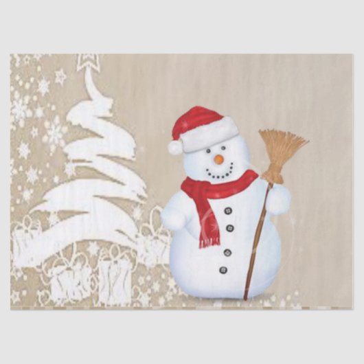 kerstcadeaupapier, Snowman Tissuepapier (Voorkant)