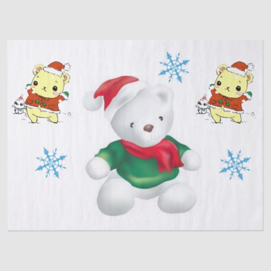 kerstcadeaupapier, Teddy Bear Tissuepapier (Voorkant)