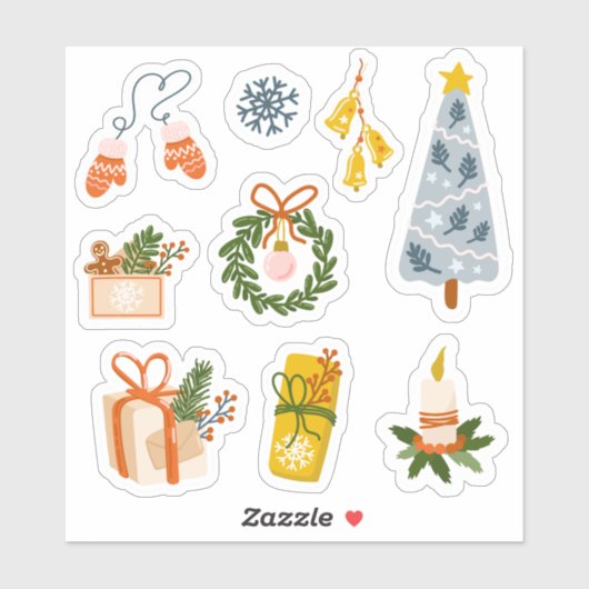 Kerstcadeaupapier van 9 stickers (Vel)