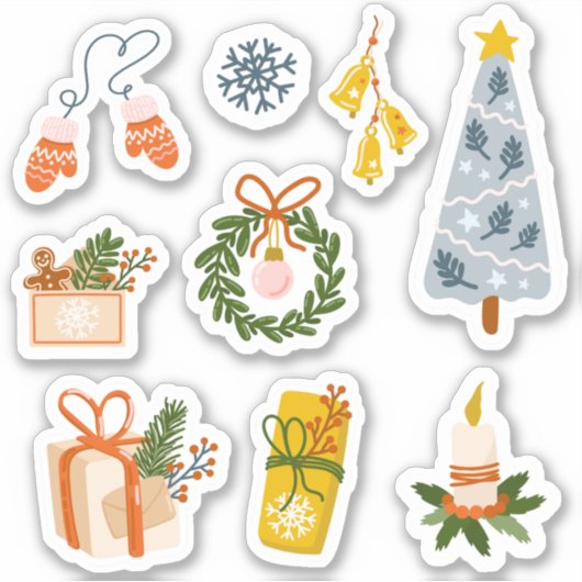 Kerstcadeaupapier van 9 stickers (Voorkant)
