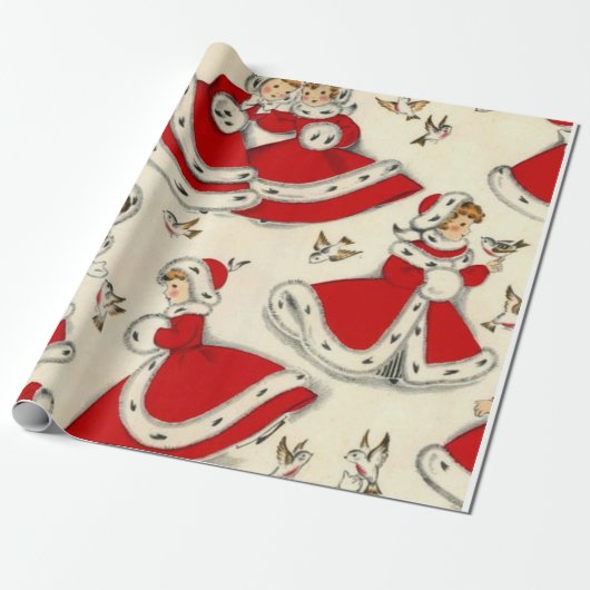 Kerstcadeaupapier Vintage Cadeaupapier (Uitgerold)