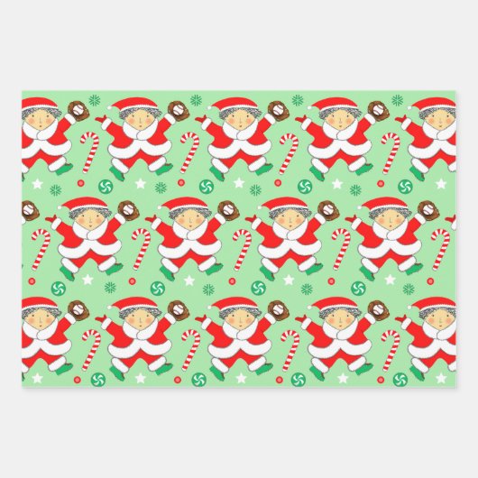 kerstcadeaupapier voor honkbal inpakpapier vel (Voorkant)