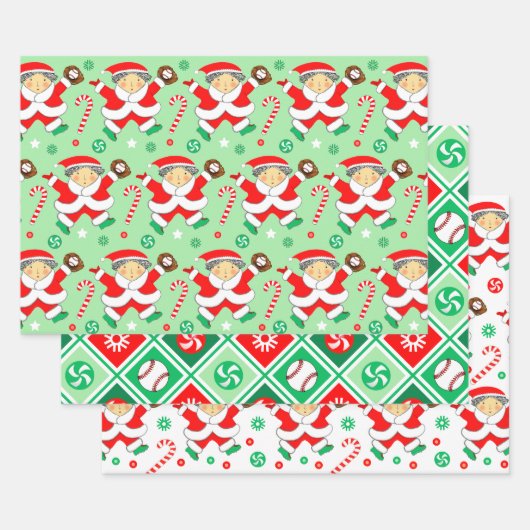 kerstcadeaupapier voor honkbal inpakpapier vel (Set)