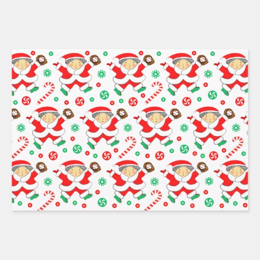 kerstcadeaupapier voor honkbal inpakpapier vel (Voorkant 3)