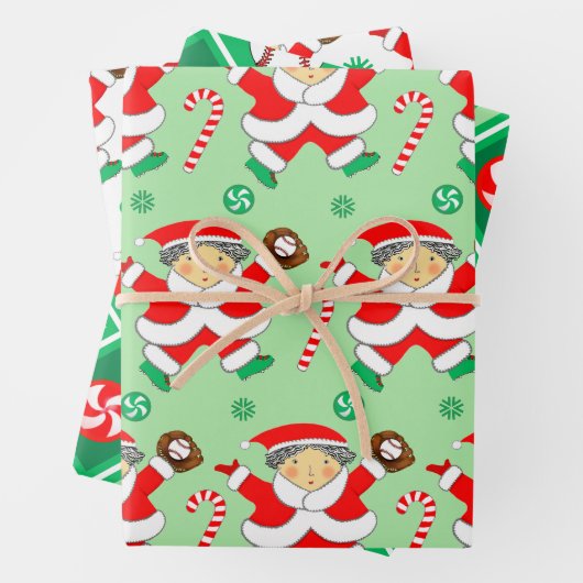 kerstcadeaupapier voor honkbal inpakpapier vel (In situ)