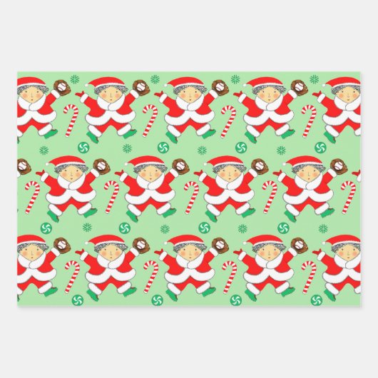 kerstcadeaupapier voor honkbal inpakpapier vel (Voorkant)