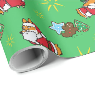 kerstcadeaupapier voor Kerstmis van Santa Corgi Cadeaupapier