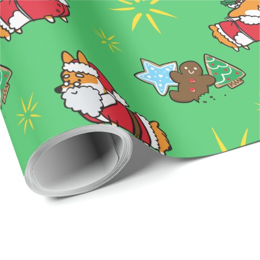 kerstcadeaupapier voor Kerstmis van Santa Corgi Cadeaupapier (Rol Hoek)