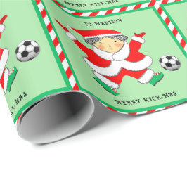 kerstcadeaupapier voor meisjes in de voetbalvakant cadeaupapier