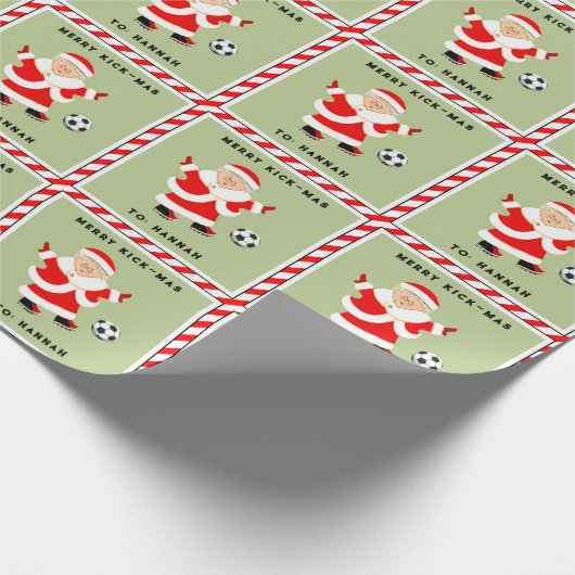kerstcadeaupapier voor meisjes in de voetbalvakant cadeaupapier (Hoek)