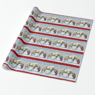 Kerstcadeaupapier voor paarden en meisjes cadeaupapier