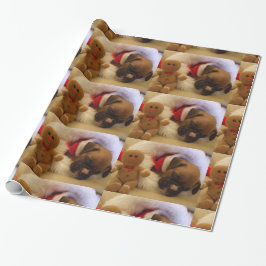 kerstcadeaupapier voor slaapboxerpuppy's cadeaupapier