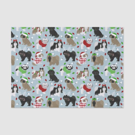 kerstcadeaupapier voor tzu-honden tissuepapier (Voorkant)