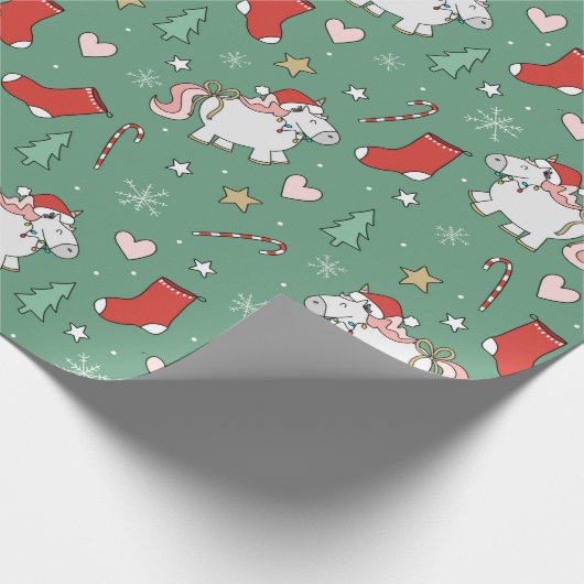 kerstcadeaupapier voor Unicorn Holiday Cadeaupapier (Hoek)