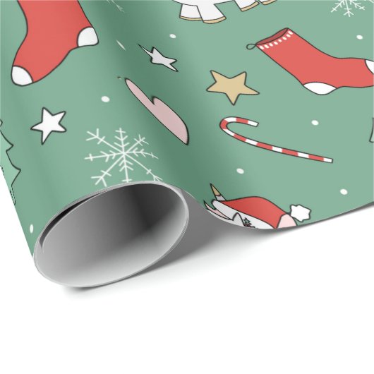 kerstcadeaupapier voor Unicorn Holiday Cadeaupapier (Rol Hoek)