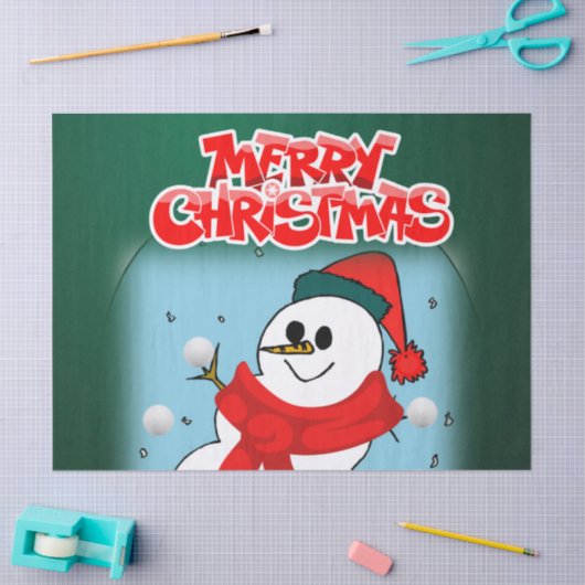 kerstcadeaupapier, vrolijk kerstfeest, Snowman Tissuepapier (Craft)
