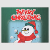 kerstcadeaupapier, vrolijk kerstfeest, Snowman Tissuepapier (Voorkant)